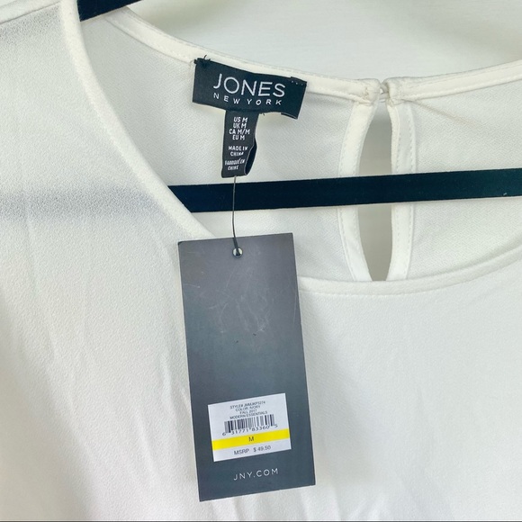 NEW Jones New York White Shirttail Hem Top - Picture 4 of 6